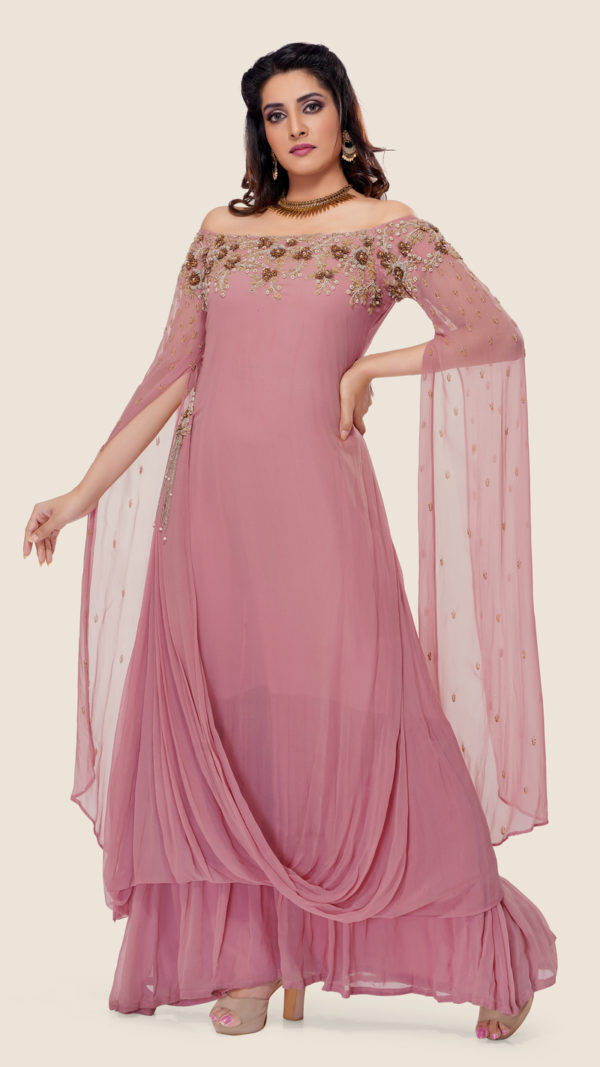 Pink Maxi Prom Dress Formal Party Woman's 8 City Goddess London Knit Train  | eBay